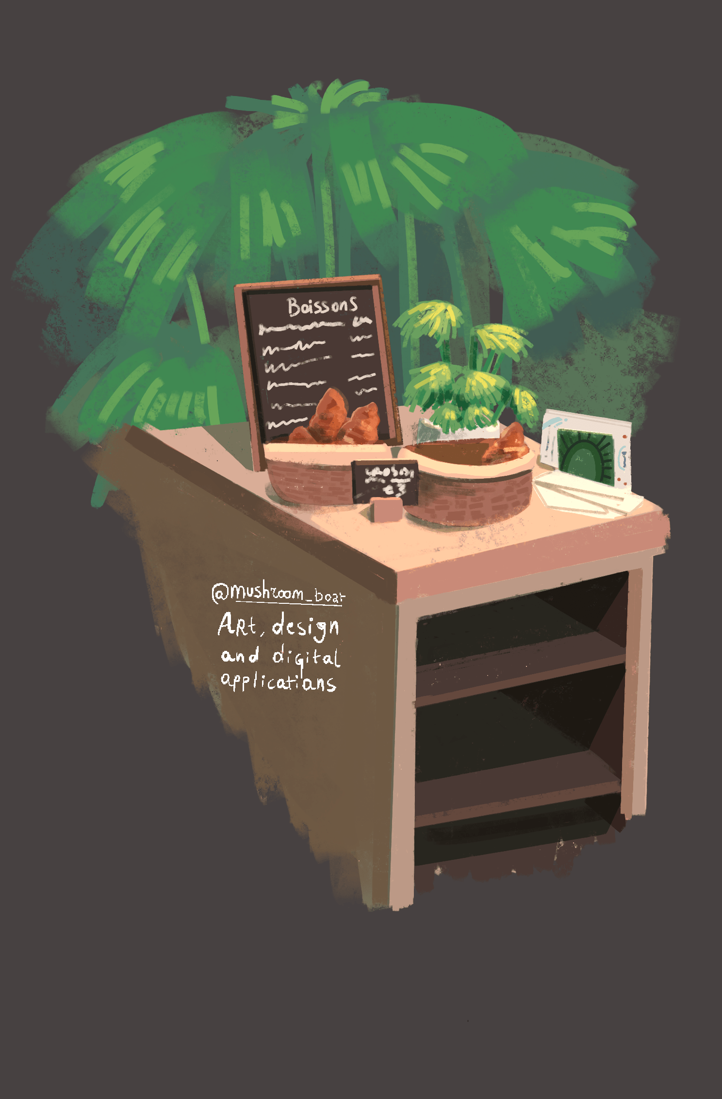 A still life of an interior of a café