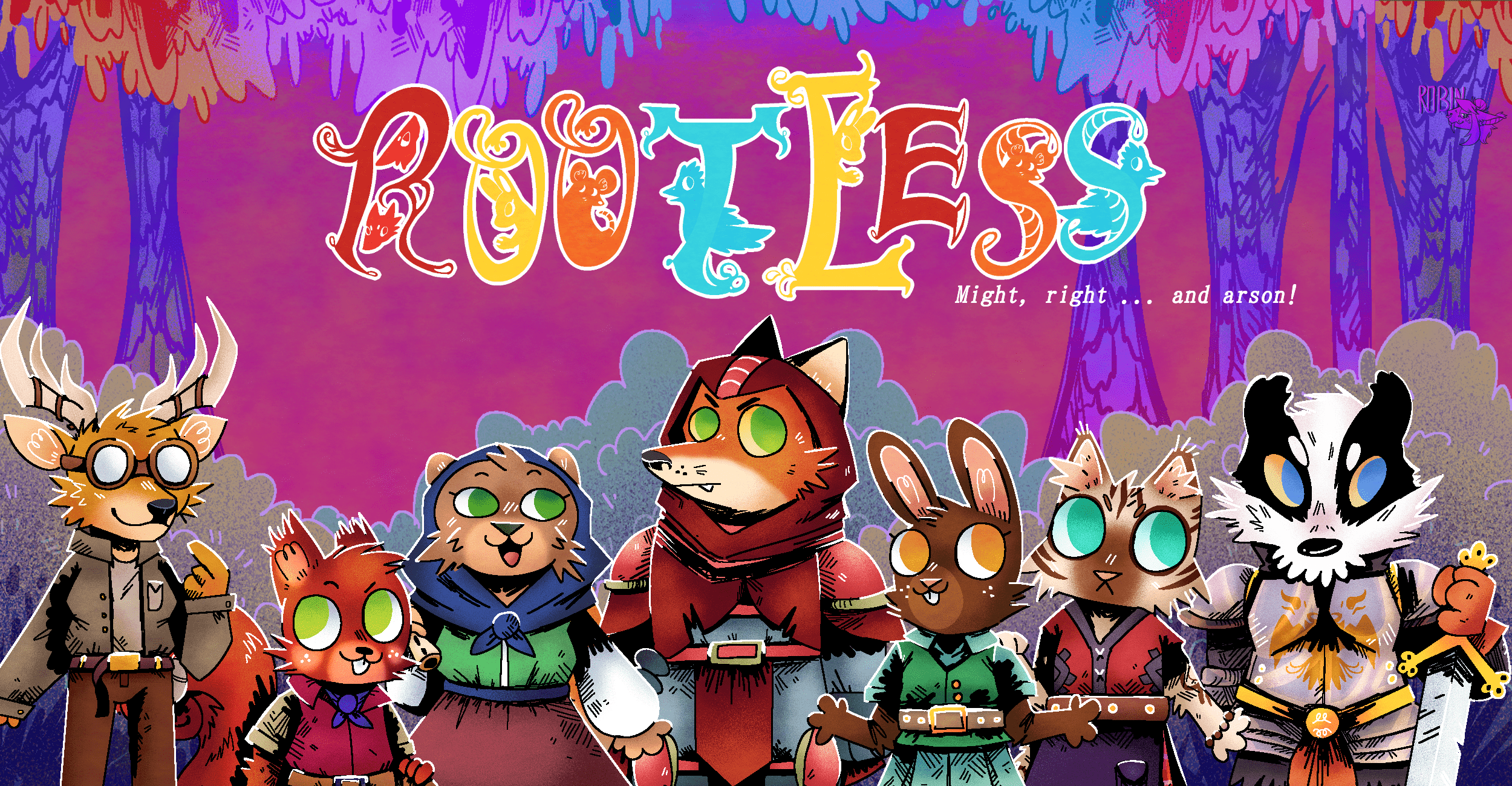 Banner with woodland creatures